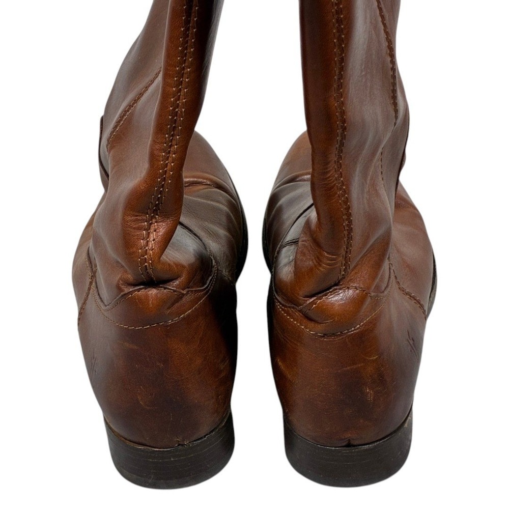 Frye Melissa Button Solid Riding Boots Brown Leat… - image 3